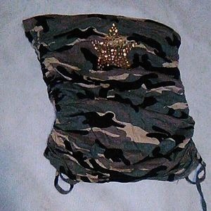 Lipstick Boutique Tops - Camo tube top w/ Gold star Lipstick Boutique Tops - Camo tube top w/ Gold star